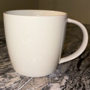 Starbucks 2010 Venti White Ceramic Mug Coffee Tea embossed Mermaid